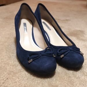 BCBGeneration Navy Blue Suede Wedges